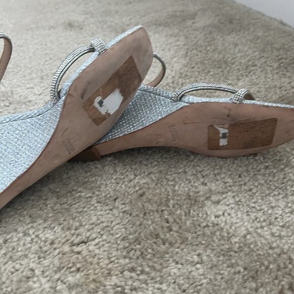 Badgley Mischka Silver Raegan Embellished Wedge Sandals NWOT - Picture 8 of 9